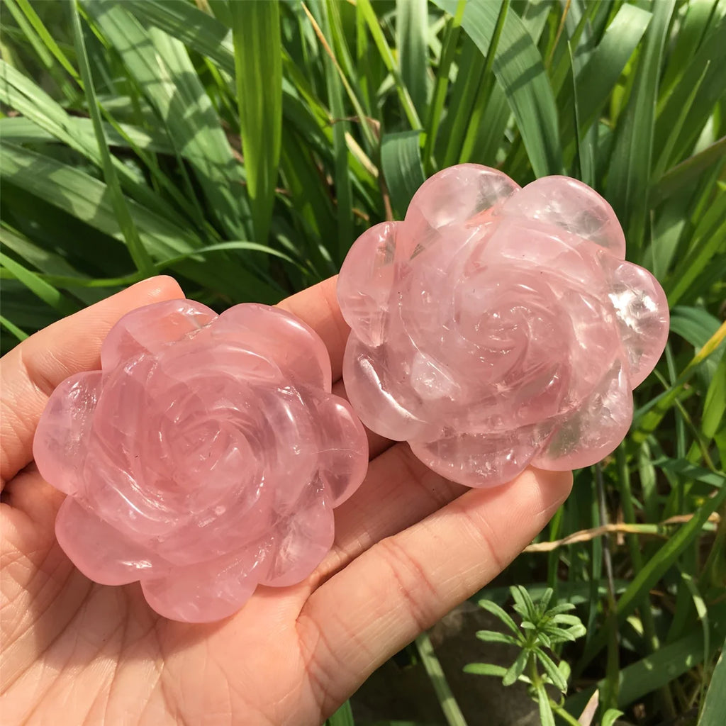 Sacred Rose Quartz Flower - Divine Feminine Crystal Carving