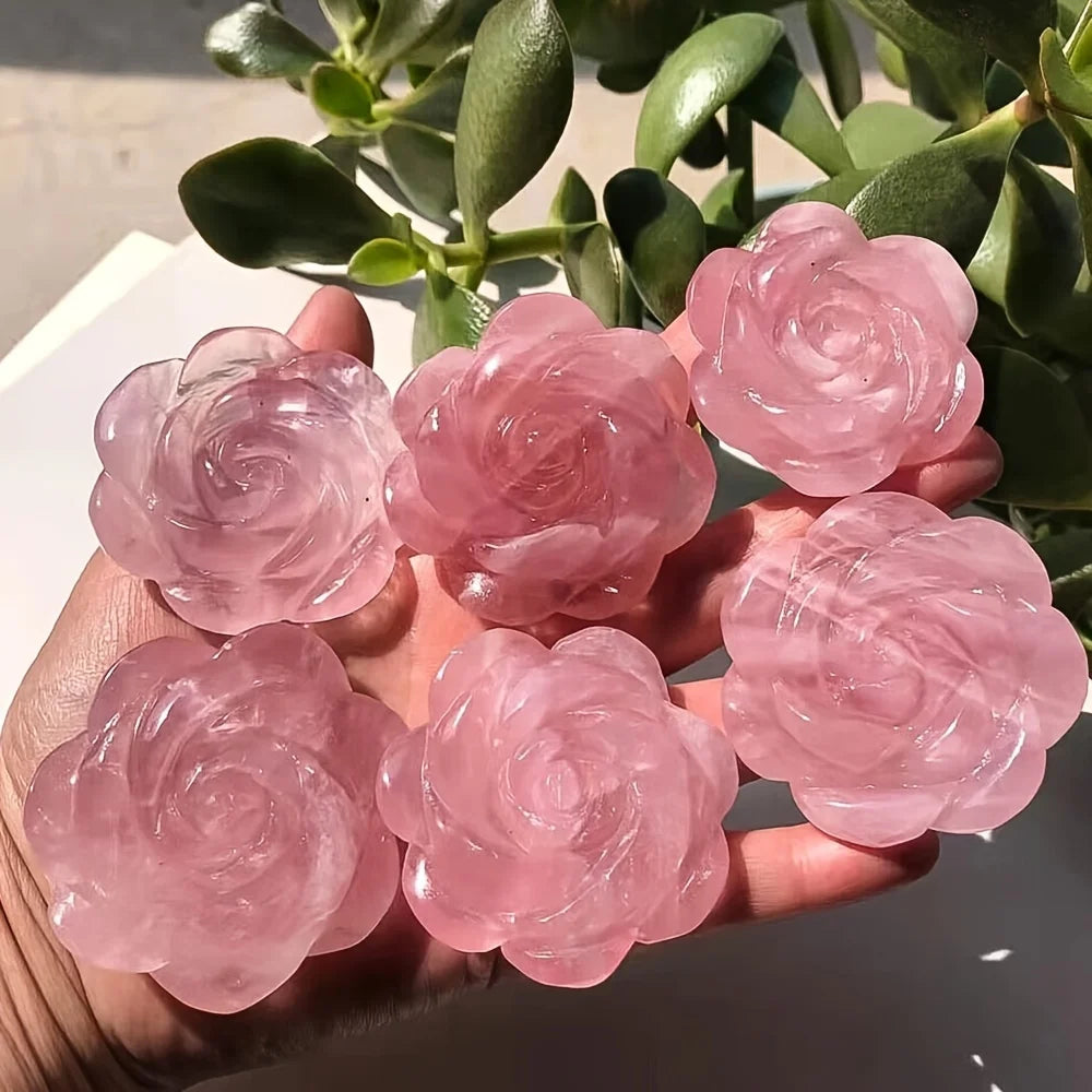 Sacred Rose Quartz Flower - Divine Feminine Crystal Carving