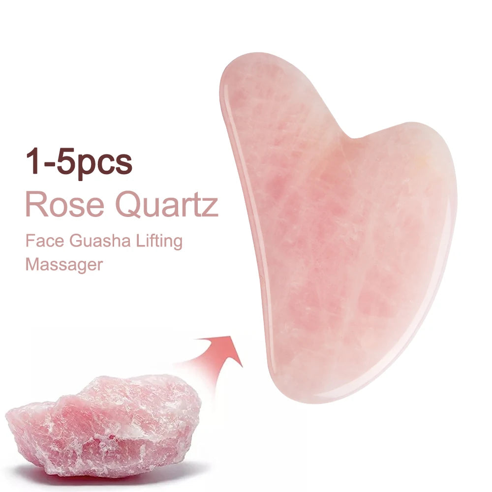 Sacred Rose Quartz Gua Sha - Natural Face Sculpting Tool for Lymphatic Drainage & Self-Love Rituals