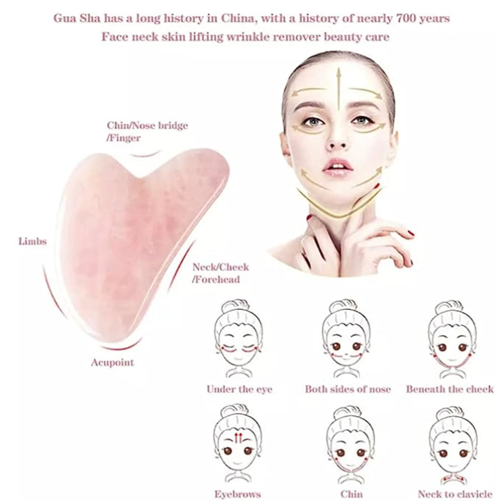Sacred Rose Quartz Gua Sha - Natural Face Sculpting Tool for Lymphatic Drainage & Self-Love Rituals